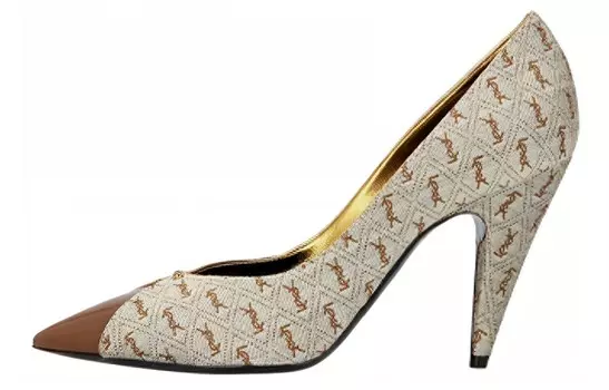 Туфли-лодочки с логотипом по всей поверхности и острым носком Saint Laurent