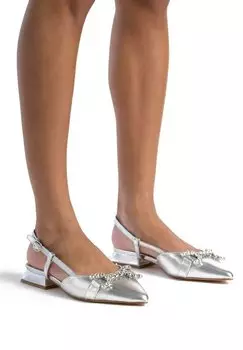 Туфли-лодочки с открытой пяткой CON PUNTERA AFILADA Y CIERRE CON HEBILLA Alma en Pena, серебристый