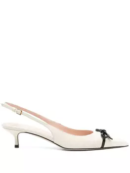 Туфли-лодочки с открытой пяткой, украшенные бантом, 45 мм Valentino Garavani, белый