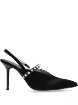 Туфли-лодочки с открытой пяткой, украшенные кристаллами Alexander McQueen, черный