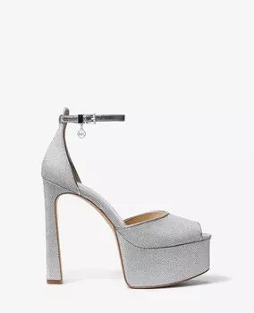Туфли-лодочки с открытым носком на платформе Michael Kors Michael Martina Glitter Mesh, серебро