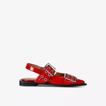 Туфли-Лодочки с пряжкой-балеткой и открытой пяткой Ganni, красный