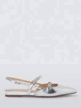 Туфли-лодочки с ремешками из натуральной кожи crown John Lewis, серебряный