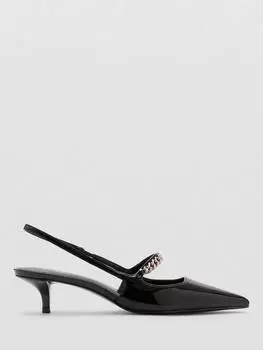 Туфли-лодочки с ремешком на каблуке niza patent kitten Mango, черный