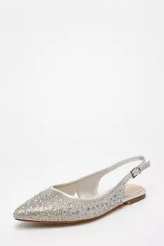Туфли-лодочки с ремешком на пятке из серебра с отделкой QUIZ Clothing