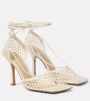 Туфли-лодочки с сетчатой отделкой из эластичной кожи Bottega Veneta, белый