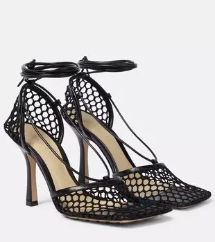 Туфли-лодочки с сетчатой отделкой из эластичной кожи Bottega Veneta, черный