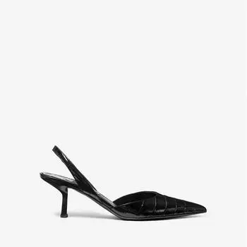 Туфли-лодочки с тиснением под крокодила Michael Kors Holly Crocodile Embossed Leather, черный
