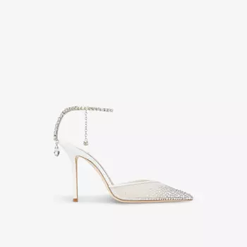 Туфли-Лодочки Saeda 100 с сетчатым каблуком, украшенные кристаллами Jimmy Choo, белый