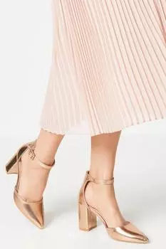 Туфли-лодочки Saoirse с открытой пряжкой на высоком блочном каблуке Coast, золото