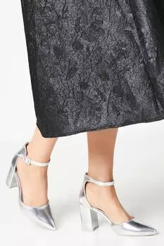 Туфли-лодочки Saoirse с открытой пряжкой на высоком блочном каблуке Coast, серебро