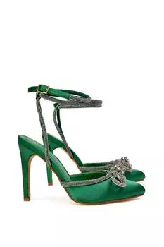 Туфли-лодочки Saxon с блестящими стразами и бантом XY London, зеленый