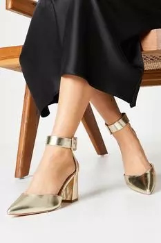 Туфли-лодочки широкого кроя с пряжкой Echo и ремешком на щиколотке Dorothy Perkins, золото