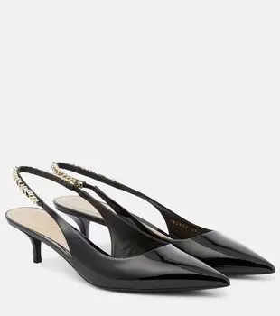 Туфли-лодочки Signoria на ремешке из лаковой кожи Gucci, Nero/Nero