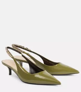 Туфли-лодочки Signoria на ремешке из лаковой кожи Gucci, Herbs Lt Gre/Her.L.G