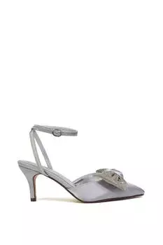 Туфли-лодочки 'Solene' со стразами и острым носком, свадебные туфли на среднем каблуке-шпильке XY London, серебро