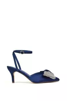 Туфли-лодочки 'Solene' со стразами и острым носком, свадебные туфли на среднем каблуке-шпильке XY London, темно-синий