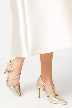 Туфли-лодочки Tennessee Diamond с перекрестным ремешком на шпильке Coast, золото