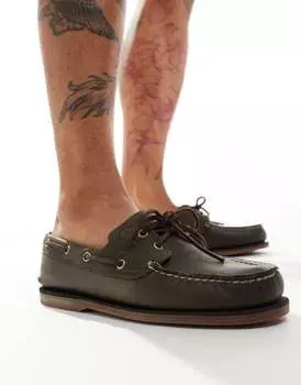 Туфли-лодочки Timberland Classics с двумя люверсами из оливковой кожи