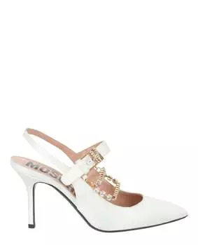 Туфли-лодочки, украшенные стразами Moschino, белый