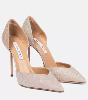 Туфли-лодочки Uptown 85 с блестками Aquazzura, металлик