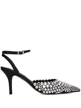 Туфли-лодочки Werner 90 мм с открытой пяткой, украшенные кристаллами, черный