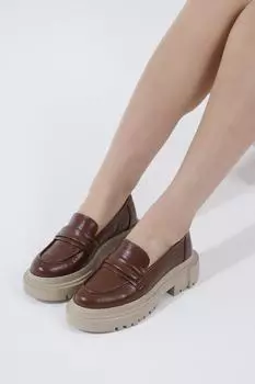 Туфли-лоферы - Коричневые - На плоской подошве CZ London, коричневый