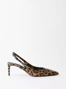 Туфли lollo 60 с леопардовым принтом, украшенные кристаллами Dolce & Gabbana, коричневый