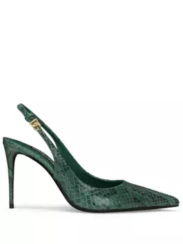 Туфли Lollo 90 с ремешком на пятке и тиснением под кожу змеи DOLCE & GABBANA, зеленый
