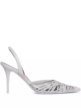 Туфли Lori 90 с ремешком на пятке Amina Muaddi, белый