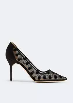Туфли Manolo Blahnik Bbla Polka-Dot Mesh, черный