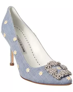 Туфли Manolo Blahnik Hangisi 90 Chambray, синий