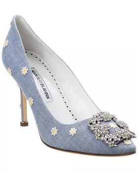 Туфли Manolo Blahnik Hangisi 90 Chambray, синий