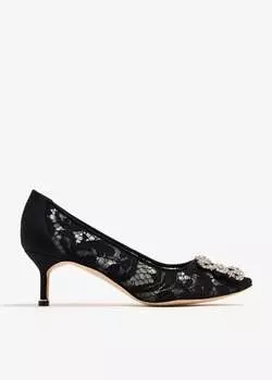 Туфли Manolo Blahnik Hangisi Lace, черный