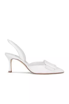 Туфли Manolo Blahnik Maysli 70 Nappa Slingback, белый
