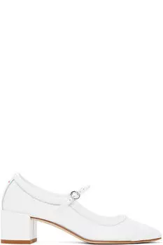 Туфли Мэри-Джейн белого цвета с сеткой Aline Aeyde