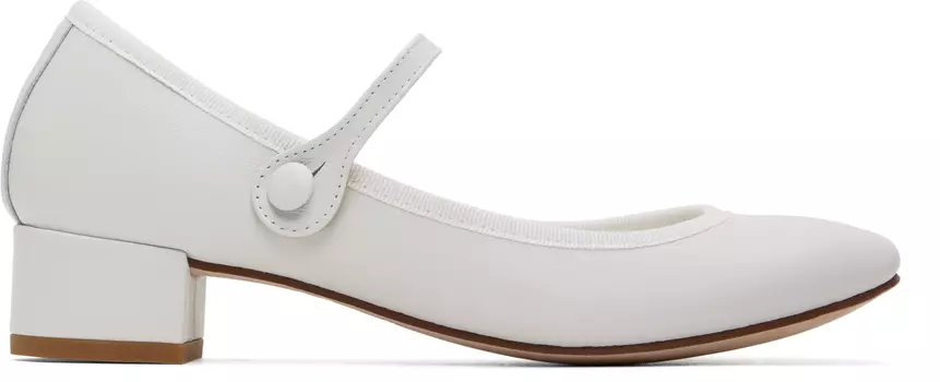 Туфли Мэри Джейн Белые Розы Repetto, Blanc