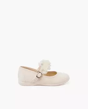 Туфли Мэри Джейн для церемониальных девушек с цветочным ремешком Pisamonas, бежевый