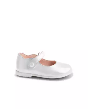 Туфли Мэри Джейн из кожи для девочки с застежкой-липучкой Pablosky, белый