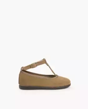 Туфли Мэри Джейн из замши для девочек с застежкой-браслетом Pisamonas, цвет Topo
