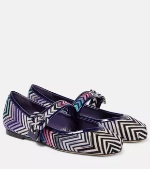 Туфли Мэри Джейн с кожаной отделкой зигзагом Missoni, цвет violet/blue