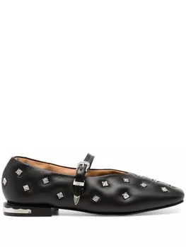 Туфли Мэри Джейн с квадратным носком и заклепками Toga, черный