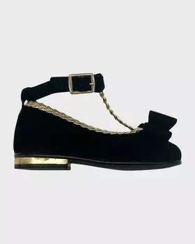 Туфли Мэри Джейн с замшевыми бантиками Empress Noir для девочек, размер 5–13 Petite Maison Kids, цвет Black