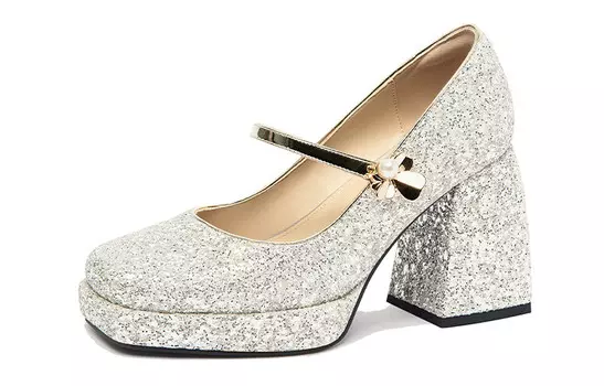 Туфли Мэри Джейн женские, белый золото Lily Wei