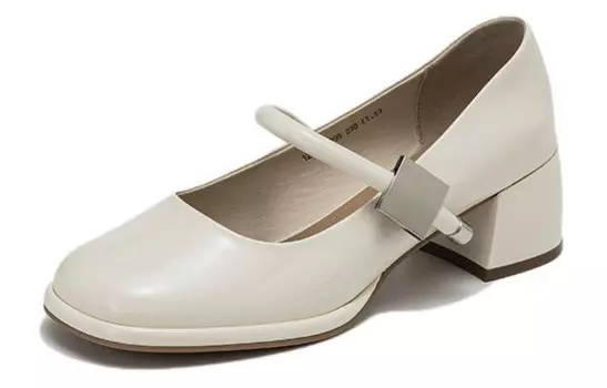 Туфли Мэри Джейн женские бежево-белый Aokang