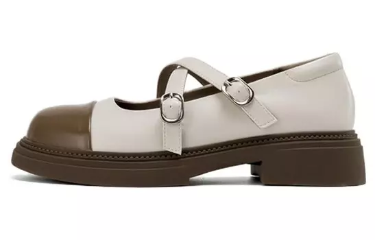 Туфли Мэри Джейн женские бежевый/коричневый Aokang