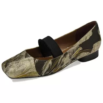 Туфли Мэри Джейн женские черный/золотой 73Hours