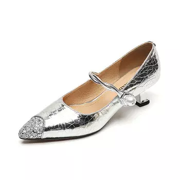 Туфли Мэри Джейн женские Echo&Yolo, серебряный