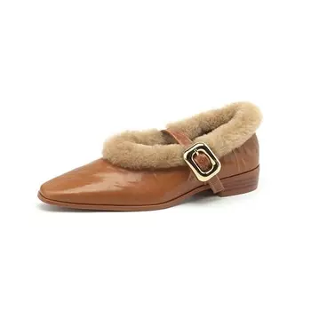 Туфли Мэри Джейн женские низкие Bai Shiting, темно-коричневый