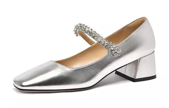 Туфли Мэри Джейн женские низкие Lily Wei, серебряный